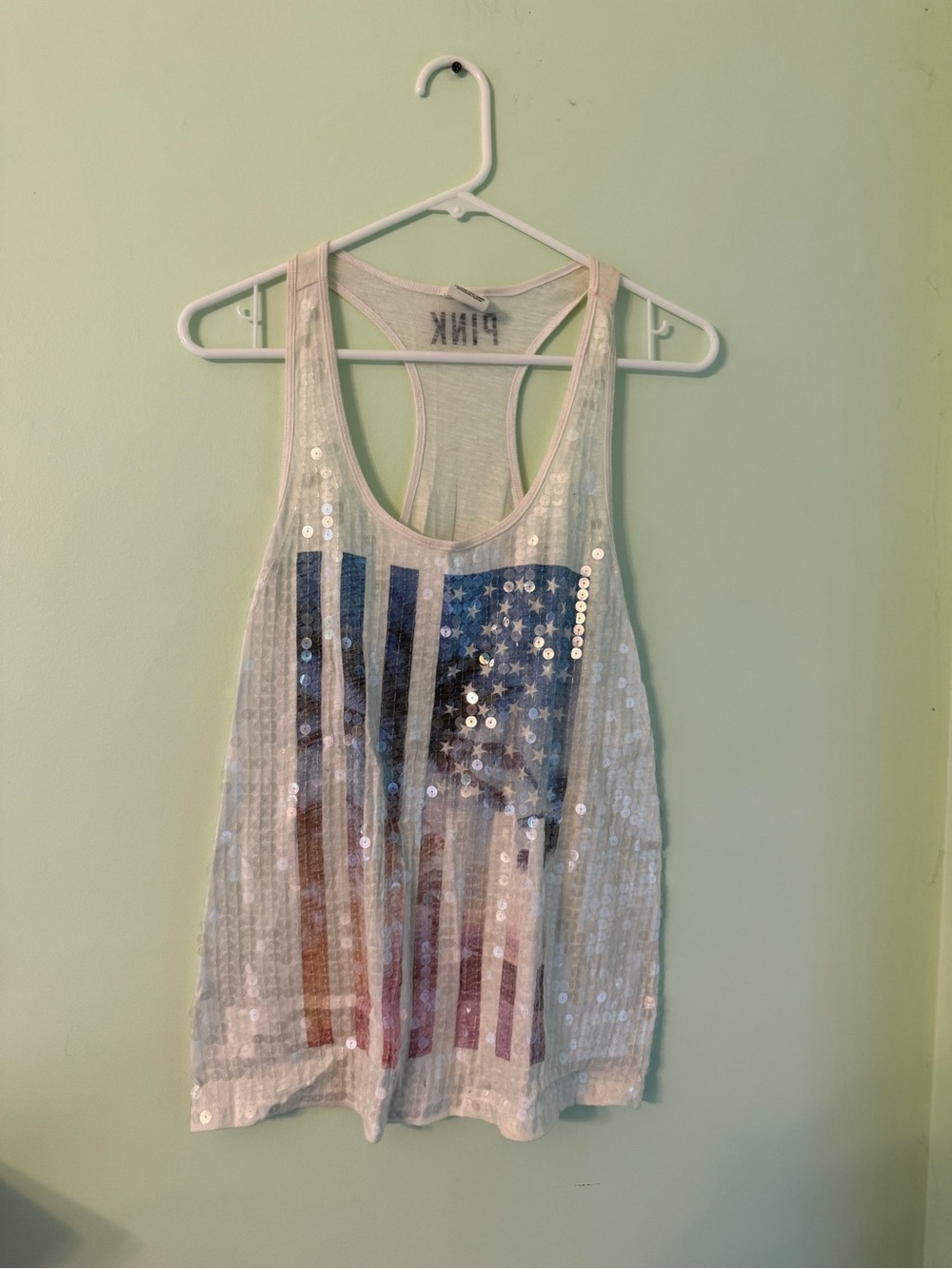 PINK Victoria's Secret White Sheer Logo Tank Top